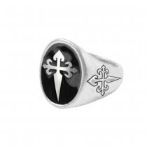 BAGUE CHEVALIÈRE FANTAISIE CROIX FLEUR LYS FEMME