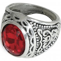 BAGUE CHEVALIÈRE FANTAISIE RUBIS ROUGE ADULTE