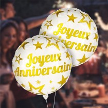 BALLON ALU JOYEUX ANNIVERSAIRE OR