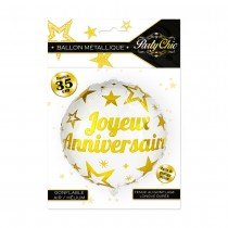 BALLON ALU JOYEUX ANNIVERSAIRE OR