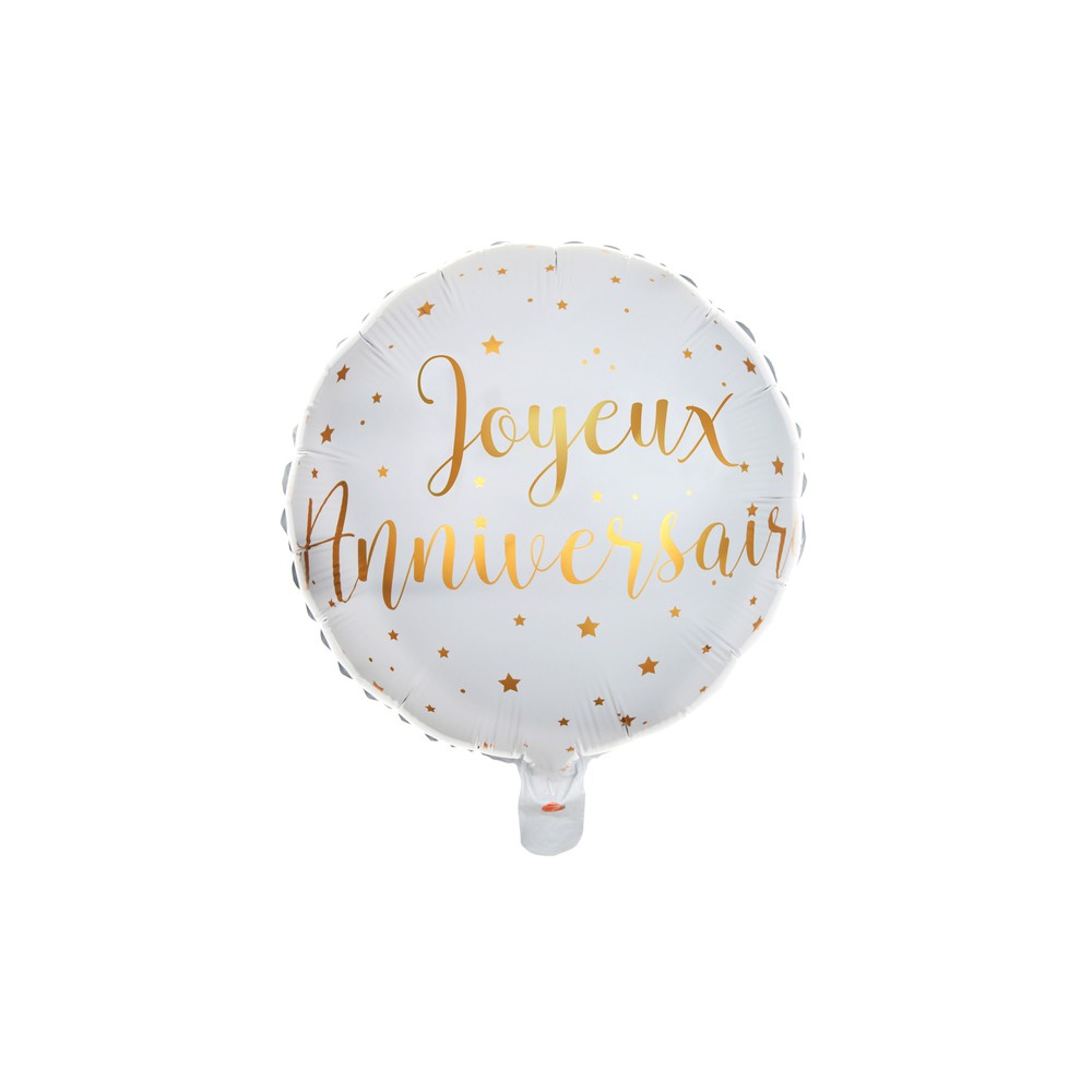 1 Ballon décoratif rond - Fleurs Joyeux Anniversaire en Alu à gonfler  hélium env 43 cm
