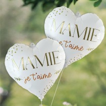 BALLON ALUMINIUM CUR MAMIE JE T\'AIME 35CM BLANC