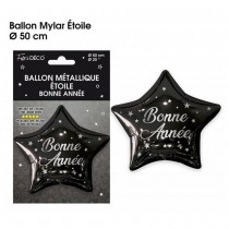 BALLON ALUMINIUM ÉTOILE BONNE ANNÉE 50CM NOIR