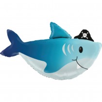 BALLON ALUMINIUM REQUIN PIRATE 74X42CM BLEU