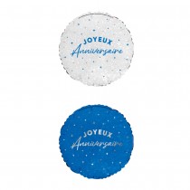 BALLON ALUMINIUM ROND ANNIVERSAIRE 50CM BLEU