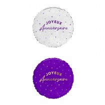 BALLON ALUMINIUM ROND ANNIVERSAIRE 50CM VIOLET