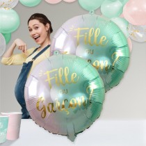 BALLON ALUMINIUM ROND GENDER REVEAL 35CM BICOLORE