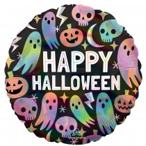 BALLON ALUMINIUM ROND HALLOWEEN 43CM HOLOGRAPHIQUE