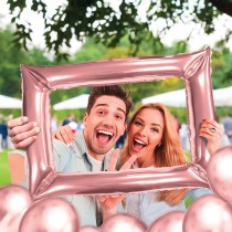 BALLON CADRE GONFLABLE PHOTOBOOTH 85X65CM OR ROSE