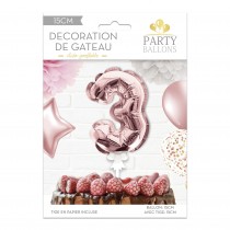 BALLON CHIFFRE 3 TIGE PAPIER GÂTEAU 15CM ROSE GOLD