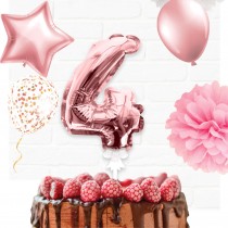 BALLON CHIFFRE 4 TIGE PAPIER GÂTEAU 15CM ROSE GOLD