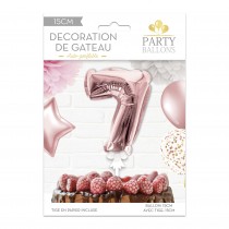 BALLON CHIFFRE 7 TIGE PAPIER GÂTEAU 15CM ROSE GOLD