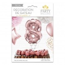 BALLON CHIFFRE 8 TIGE PAPIER GÂTEAU 15CM ROSE GOLD