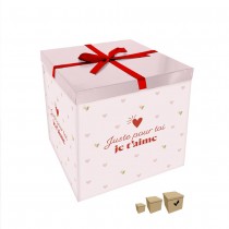 BOITE CADEAU CARTON JUSTE POUR TOI 30CM BLANC