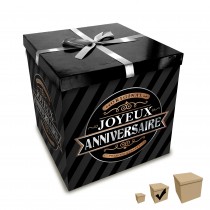 BOÎTE CADEAU JOYEUX ANNIVERSAIRE 20X20CM NOIR