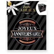 BOÎTE CADEAU JOYEUX ANNIVERSAIRE 20X20CM NOIR