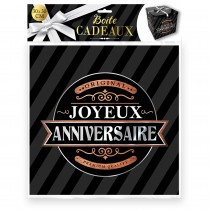 BOÎTE CADEAU JOYEUX ANNIVERSAIRE 30X30CM NOIR