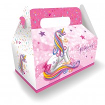 BOITE CARTON LICORNE PRINCESSE 23X23X12CM ROSE