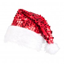 BONNET PÈRE NOËL SEQUINS POLYESTER ROUGE ADULTE