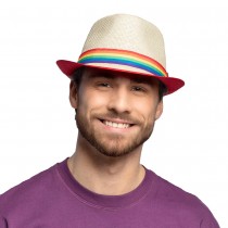 BORSALINO PAILLE RUBAN ARC-EN-CIEL LGBT ADULTE