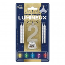 BOUGIE LUMINEUSE CHIFFRE 2 LED CLIGNOTANT 7CM