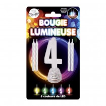 BOUGIE LUMINEUSE CHIFFRE 4 LED CLIGNOTANT 7CM