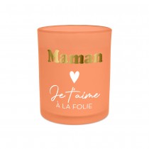 BOUGIE VERRE ORANGE MAMAN JE T\'AIME À LA FOLIE