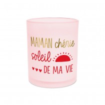 BOUGIE VERRE ROSE MAMAN CHÉRIE SOLEIL DE MA VIE