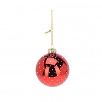 BOULE DE NOËL VERRE BRILLANT POIS 8CM