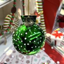 BOULE DE NOËL VERRE BRILLANT POIS 8CM