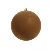 BOULE NOËL FLOQUÉE 12CM MARRON