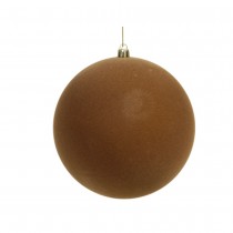 BOULE NOËL FLOQUÉE 15CM MARRON