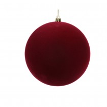 BOULE NOËL FLOQUÉE 15CM ROUGE