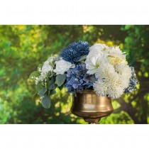 BOUQUET 6 TIGES DAHLIA ARTIFICIEL 26CM BLEU JEAN