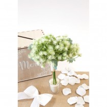 BOUQUET TRÈFLE ARTIFICIEL 6 TIGES 25CM BLANC