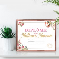 CADRE DIPLÔME MEILLEURE MAMAN 20.5X25.5CM