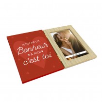 CADRE PHOTO BOIS BONHEUR COUPLE ROUGE