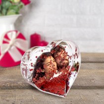 CADRE PHOTO CUR 3D AMOUR CONFETTIS ROUGE 10X9X3CM