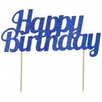 CAKE TOPPER ANNIVERSAIRE 18X15CM BLEU