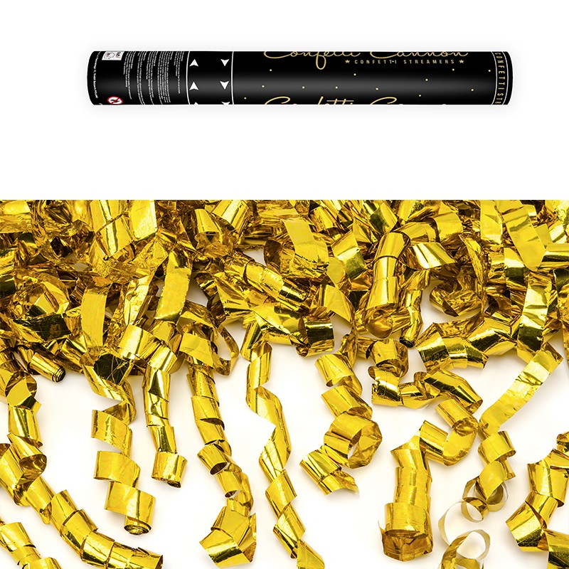 Canon à confettis serpentins blanc et or - Accessoire fete chic