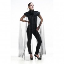 CAPE COL VELOURS AVEC TULLE AMOVIBLE 160CM NOIR