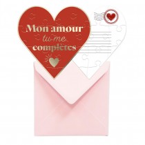 CARTE PUZZLE CUR MESSAGE AMOUR 14CM ROUGE