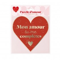 CARTE PUZZLE CUR MESSAGE AMOUR 14CM ROUGE