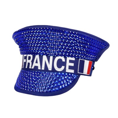 CASQUETTE  STRASS CAPITAINE FRANCE ADULTE