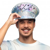 CASQUETTE CAPITAINE STAR SEQUINS IRISÉS ADULTE