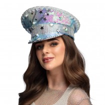 CASQUETTE CAPITAINE STAR SEQUINS IRISÉS ADULTE