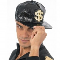 CASQUETTE DOLLARS RAPPEUR NOIR ADULTE