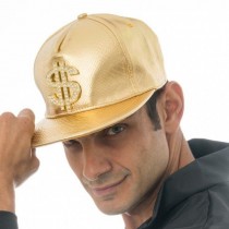 CASQUETTE DOLLARS RAPPEUR OR ADULTE