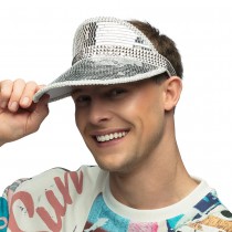 CASQUETTE VISIÈRE FACETTES DISCO ARGENT ADULTE