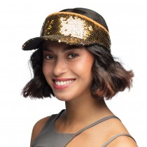 CASQUETTE VISIÈRE SEQUINS OR ADULTE